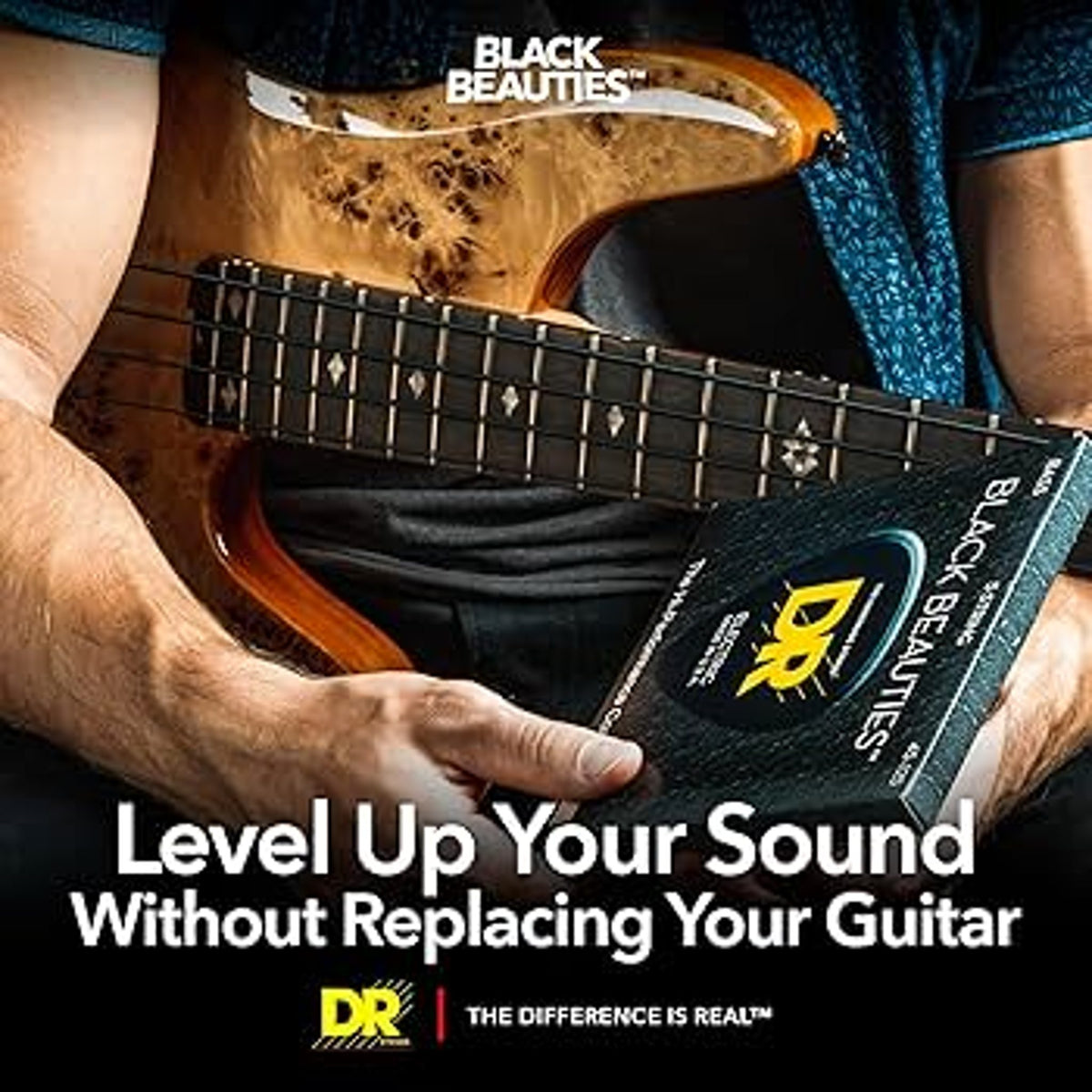 DR Black Beauties Bass Strings 45-105 Black Colored