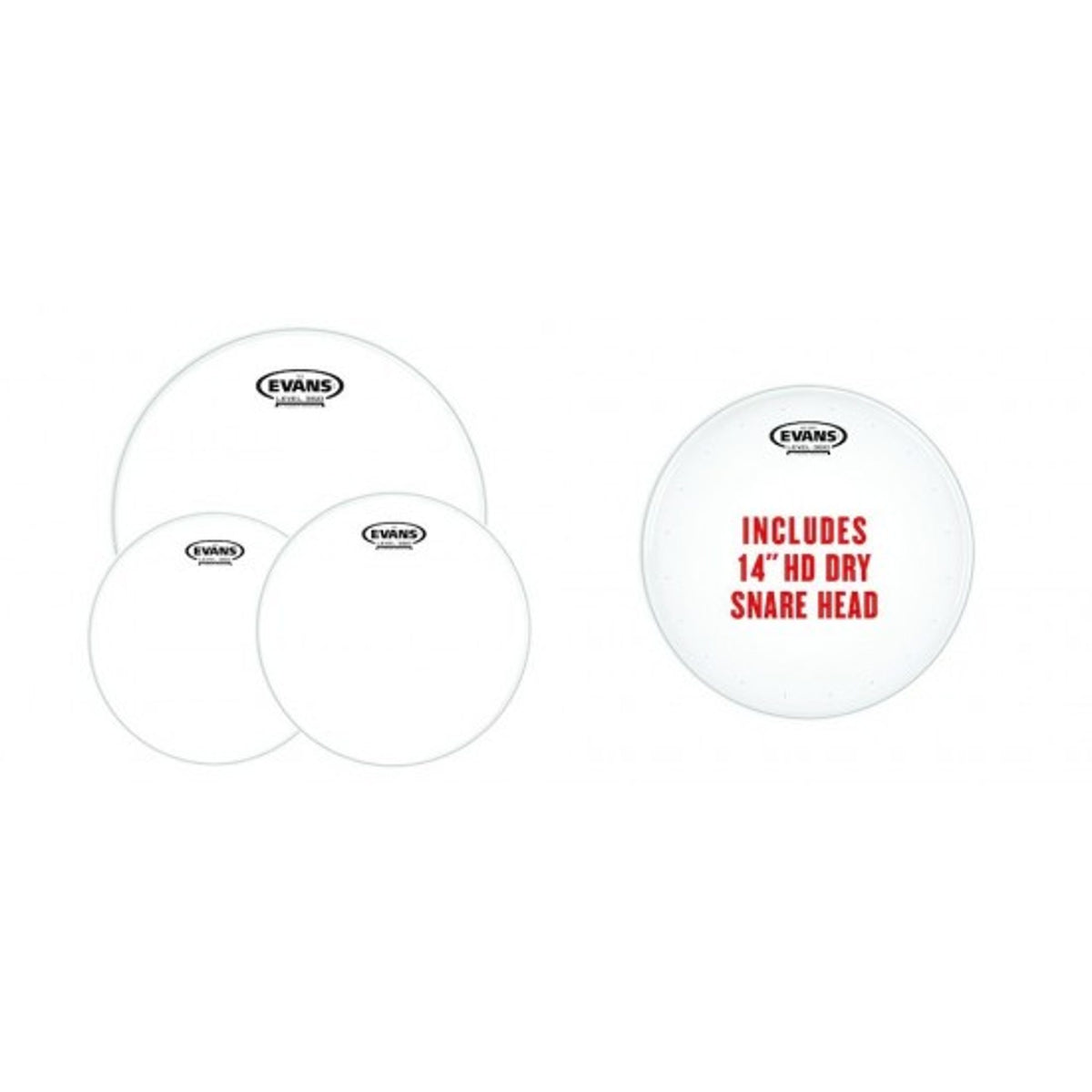 Evans EPP-G2HDD-R Clear Drumhead Size 10/12/16+14 4 Pack G2 CLEAR Rock Pack