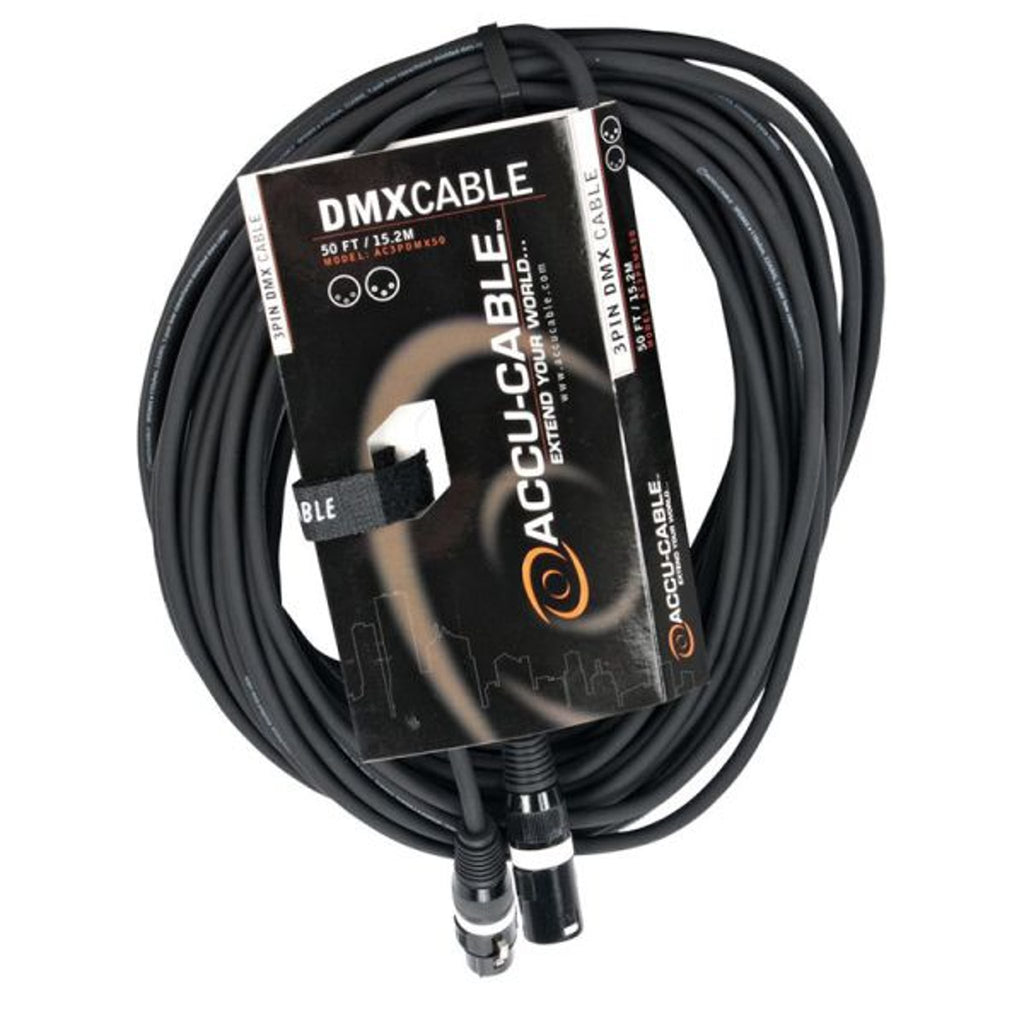 Accu-Cable 50FT 3-Pin DMX Cable AC3PDMX50
