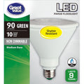 Great Value 10W LED Floodlight Bulb, Green, Non-Dimmable - for PAR Can Lights