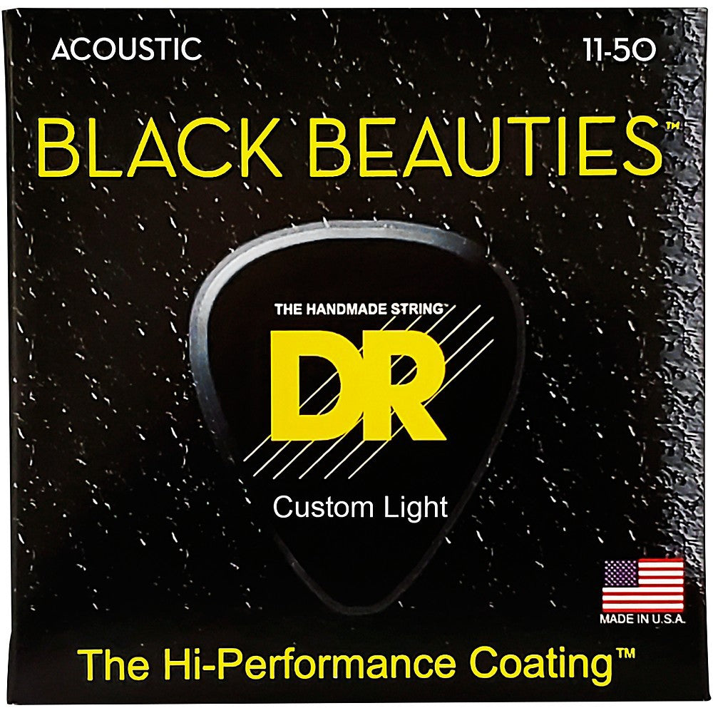 D.R Strings Black Beauties Coated Light Guitar Strings 11-50