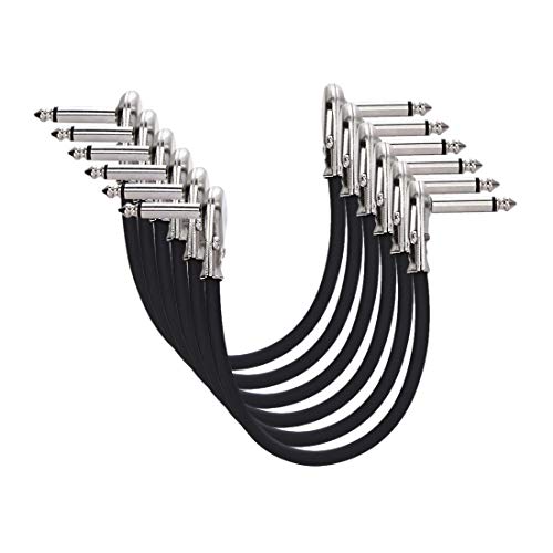 Guitar Patch Cable 6-Inch, Pack of 6, Black