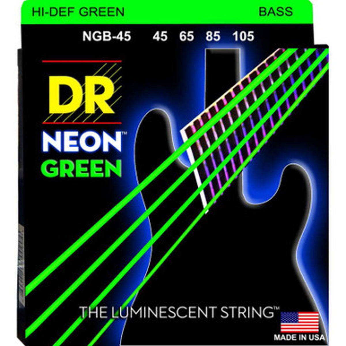 DR Hi-Def Neon Green Medium Bass Strings