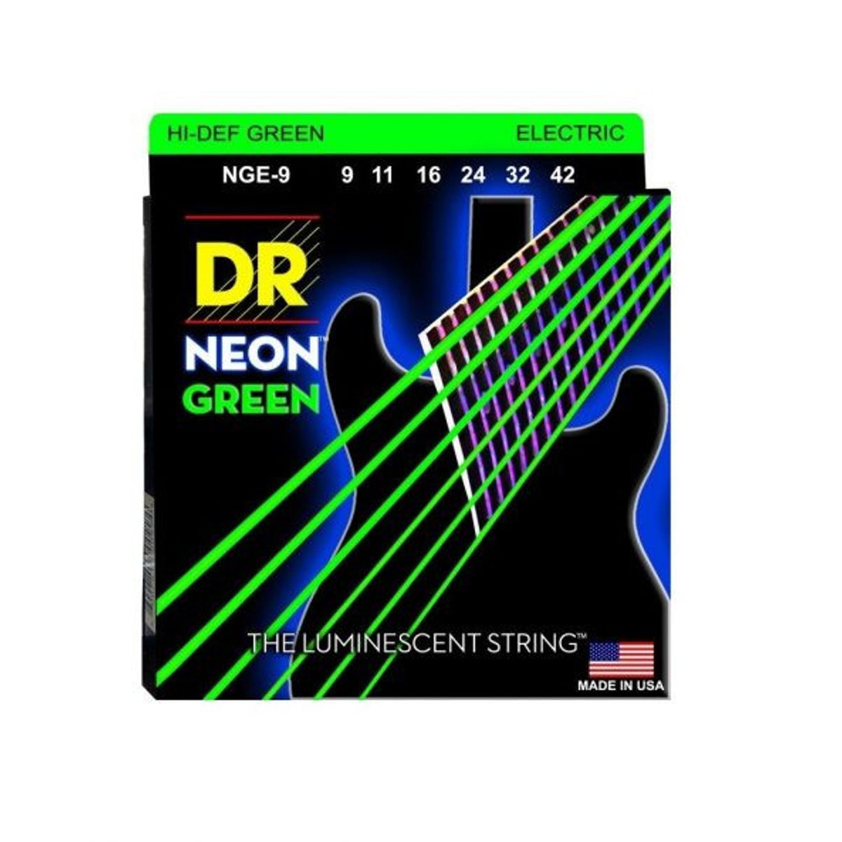 DR Hi-Def Neon Green Electric Guitar Strings -10-46
