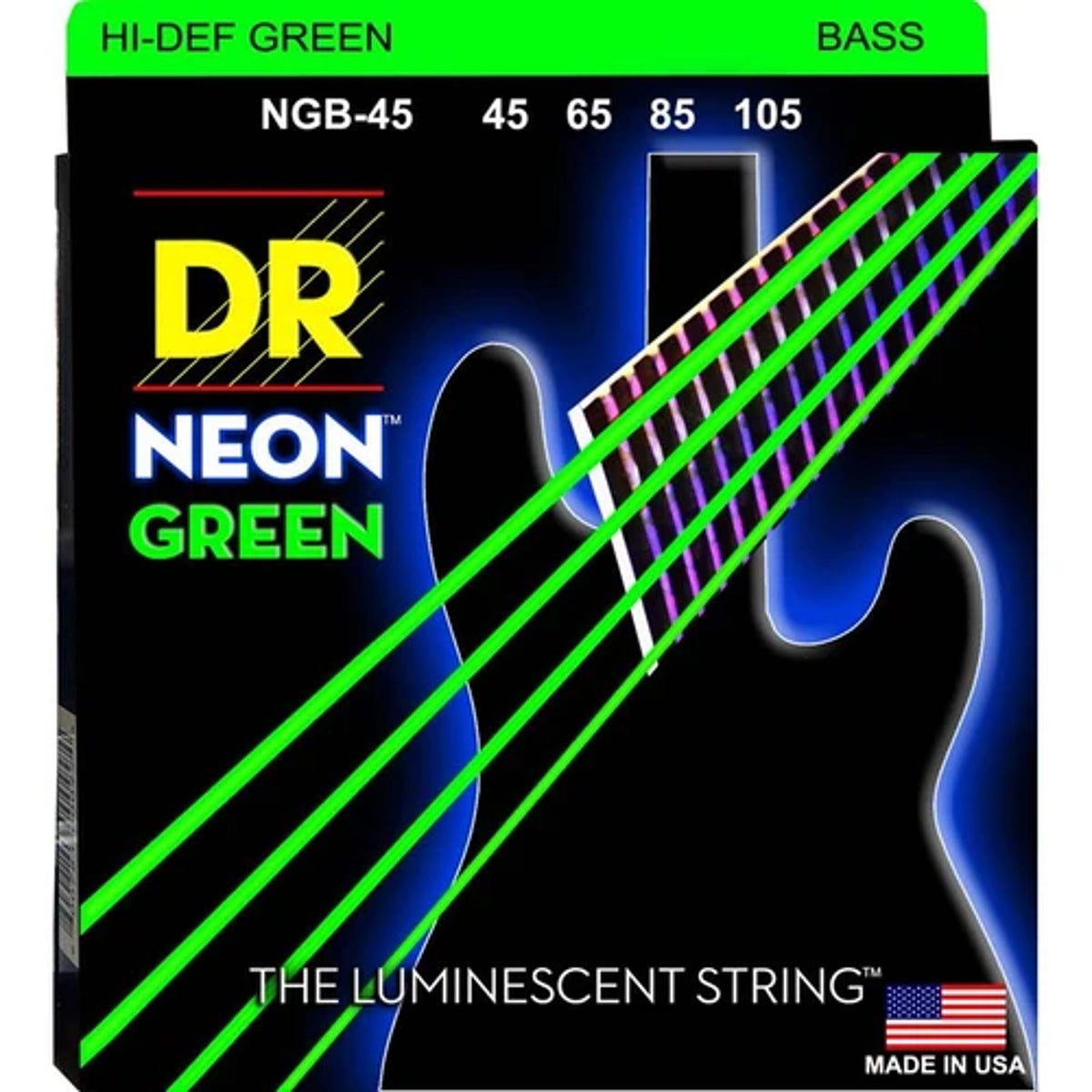 DR Hi-Def Neon Green Medium Bass Strings