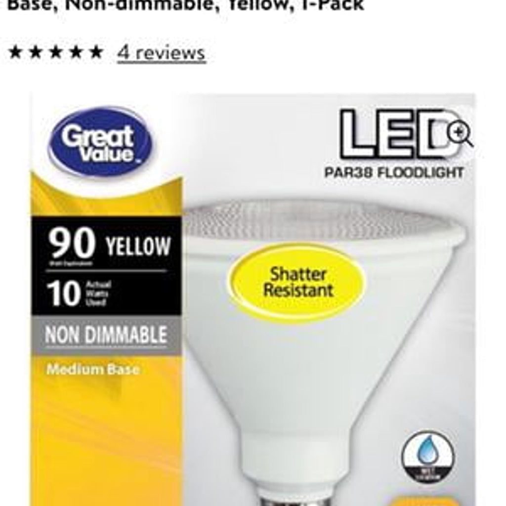 Great Value 10W LED Floodlight Bulb, Green, Non-Dimmable - for PAR Can Lights