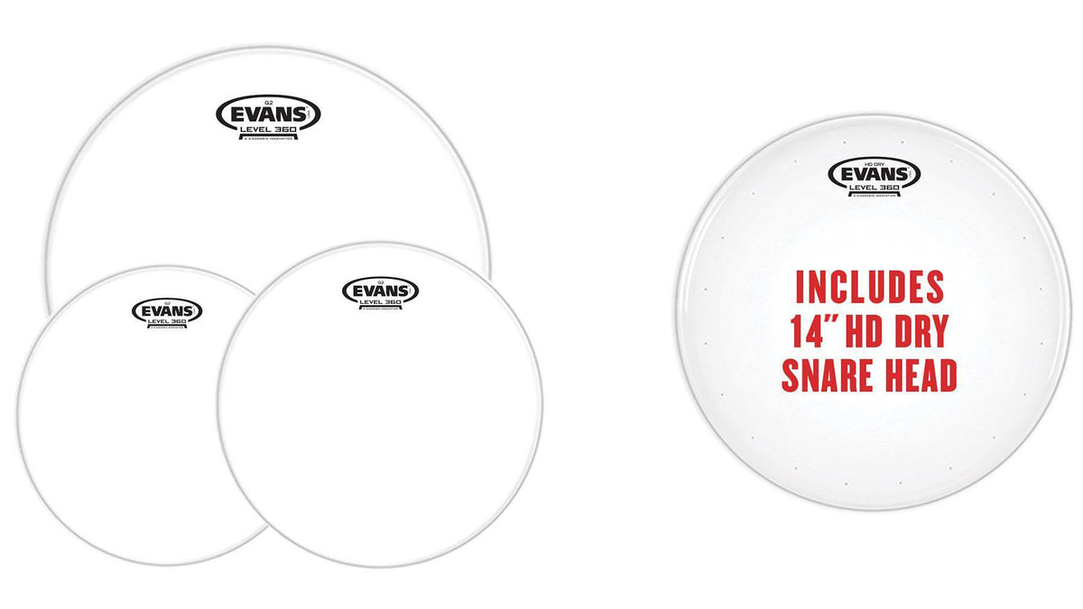 Evans EPP-G2HDD-R Clear Drumhead Size 10/12/16+14 4 Pack G2 CLEAR Rock Pack