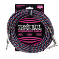 Ernie Ball P06063 Guitar Strap in Black with Red, White/Silver color fabric, 25ft. Straight/Angle ends