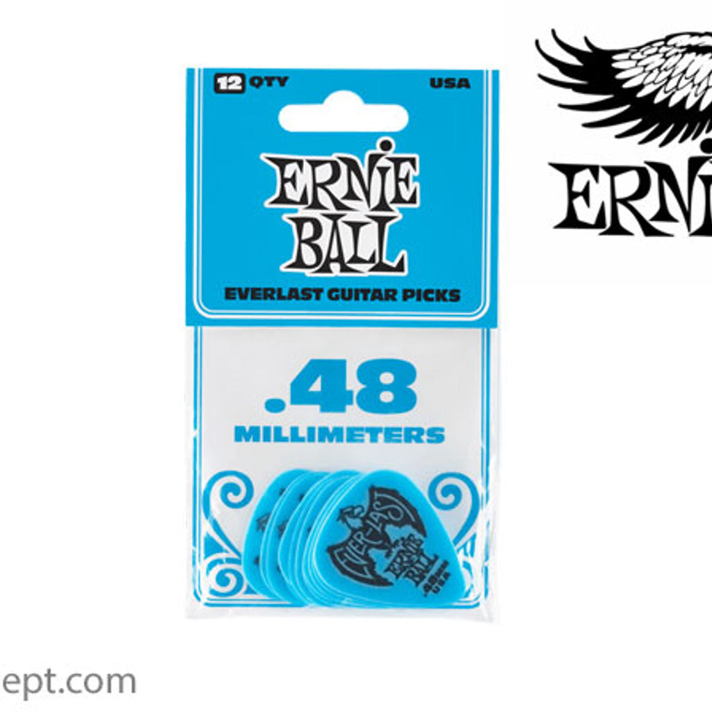 Ernie Ball Everlast Picks 0.48 mm, 12 Pack, Blue
