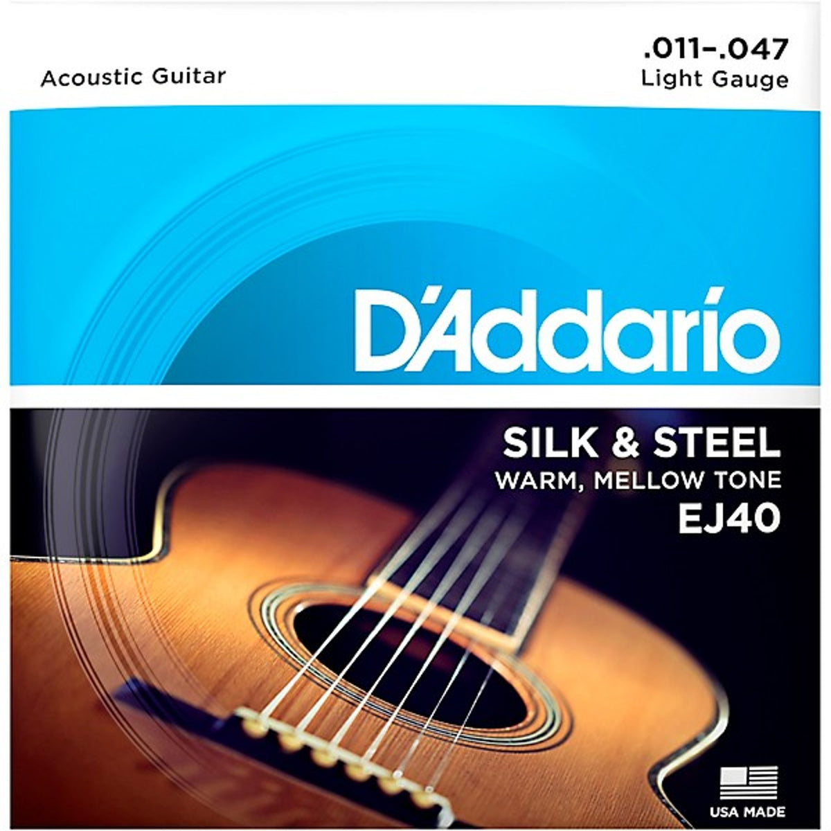 D'Addario Silk & Steel Acoustic Guitar Strings 11-47 Light 6-String