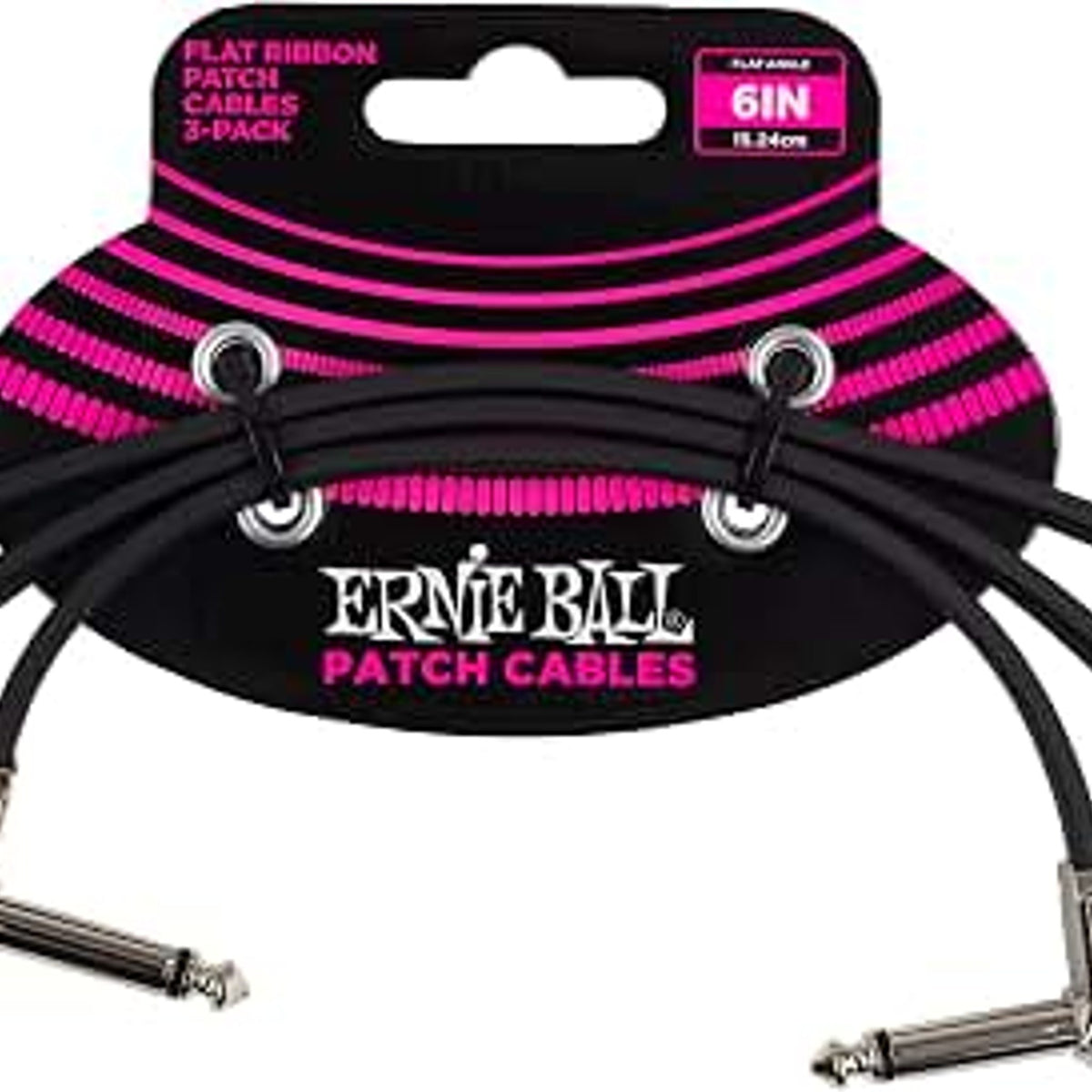 Ernie Ball Flat Ribbon Patch Cable 6in - Pack of 3 Black